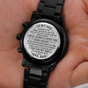 Son I Will Always Carry You, Engraved Black Chronograph Watch, Christmas Gift for Son