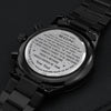 Son Your Happiness, Engraved Design Black Chronograph Watch, Gift for Son from Dad, Christmas Gift Idea