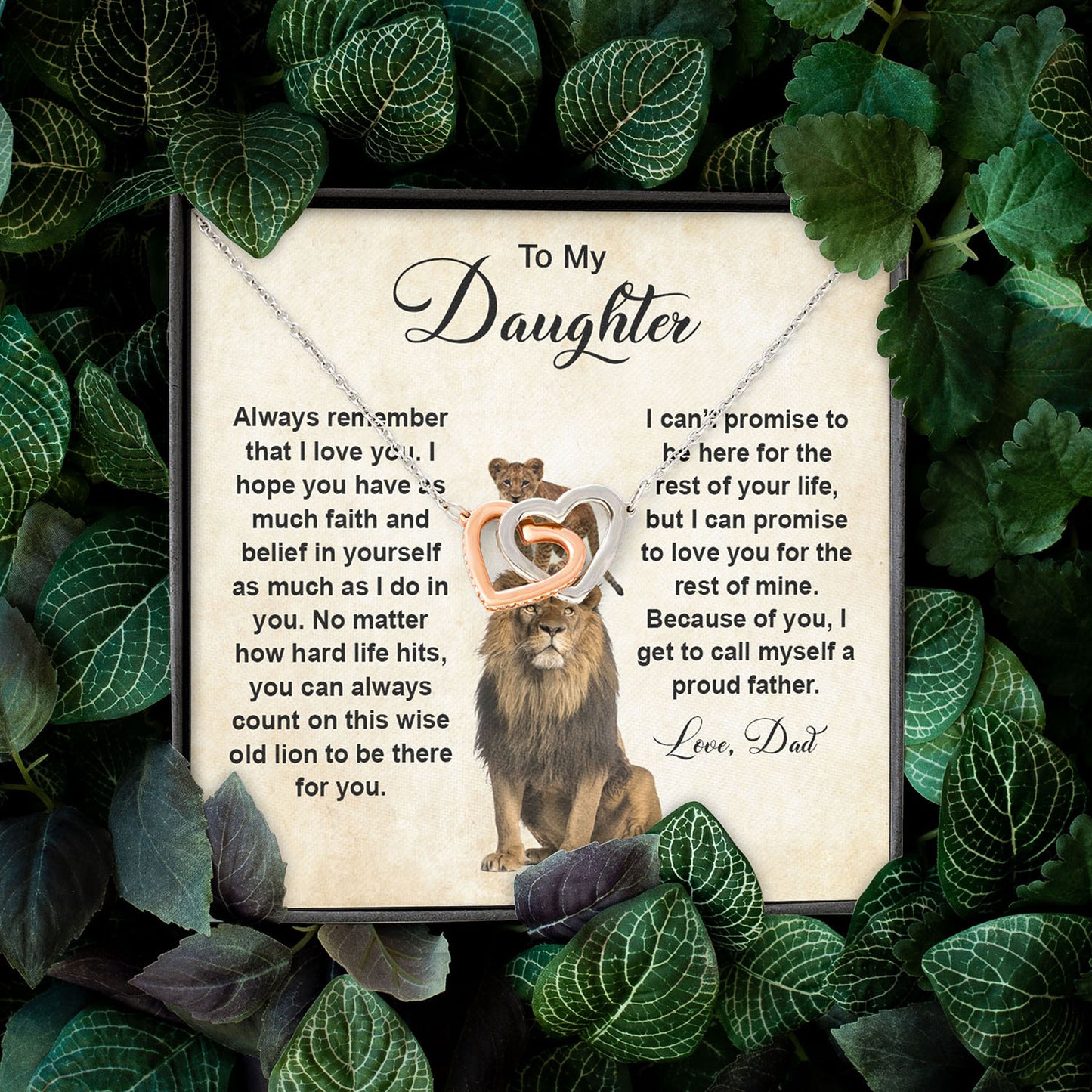 To My daughter From Dad | Always Remember | Interlocking Hearts Necklace