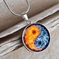 Yin Yang Fire Water | Circle Pendant Necklace