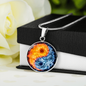 Yin Yang Fire Water | Circle Pendant Necklace