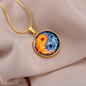 Yin Yang Fire Water | Circle Pendant Necklace