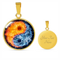 Yin Yang Fire Water | Circle Pendant Necklace