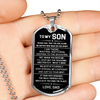 To My Son Dog Tag Necklace, Believe In Yourself, Gift For Son From Dad