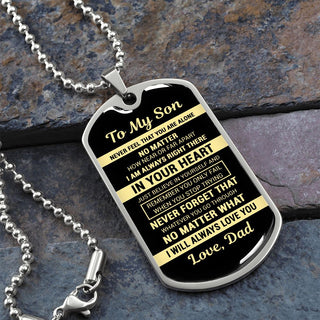 To My Son Gift From Dad | Remember You Only Fail When You Stop Trying | Dog Tag Necklace