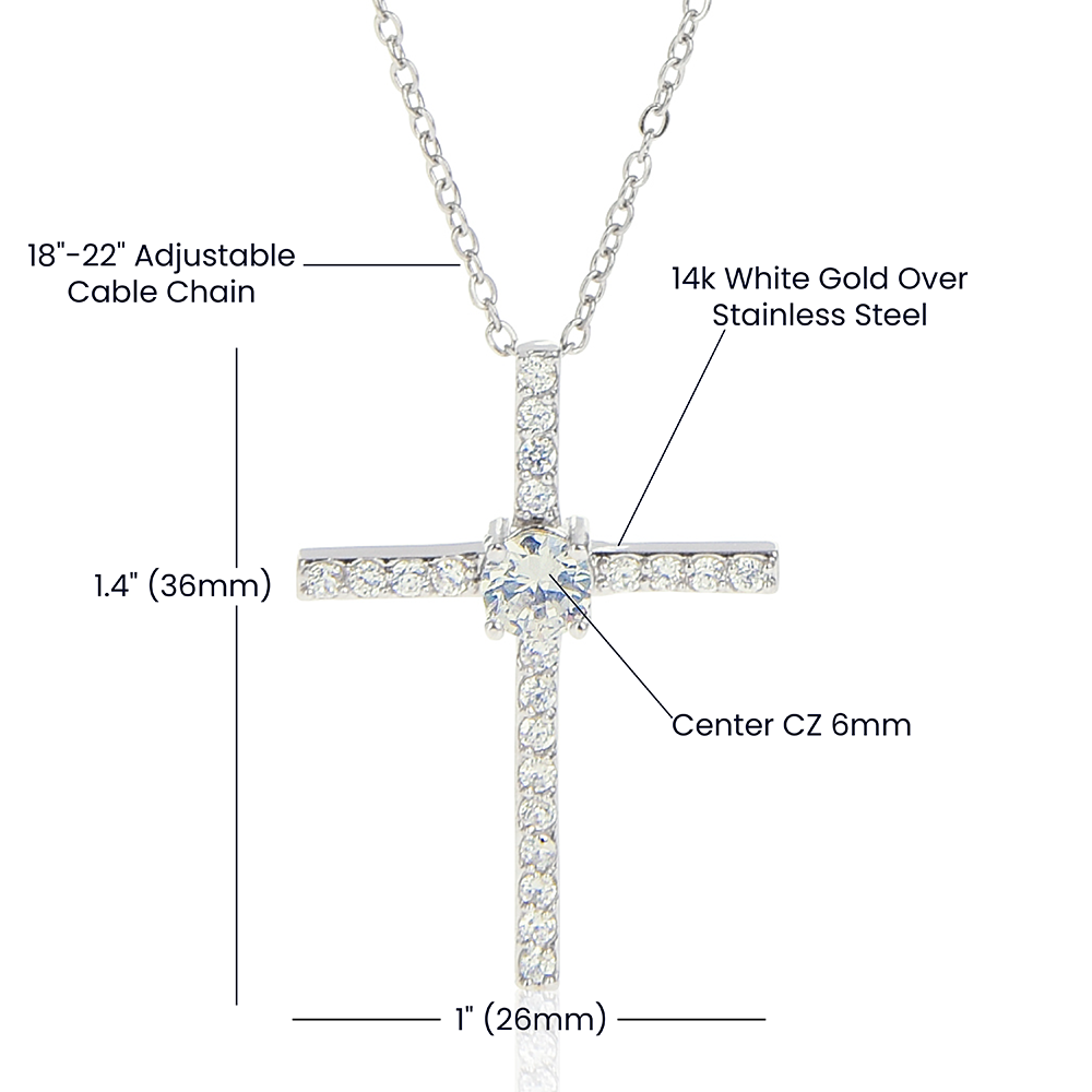 Daughter Believe In Yourself, CZ Cross Necklace, Anniversary Gift Idea For Daughter From Dad