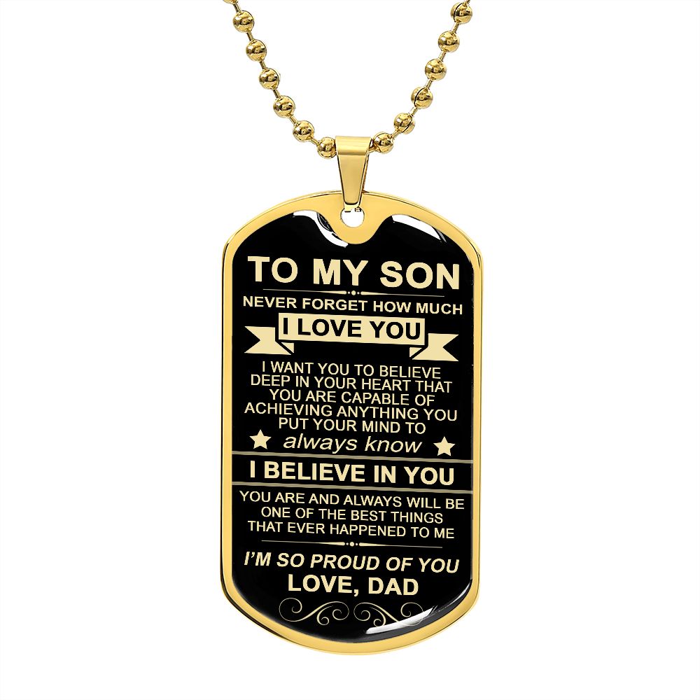 To My Son From Dad | I'm So Proud Of You | Dog Tag Necklace Custom Engraving