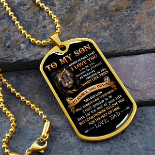 To My Son | This Old Lion | Dog Tag Necklace | Gift For Son From Dad