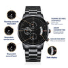 Son Aim For The Skies, Engraved Design Black Chronograph Watch, Gift for Son from Dad