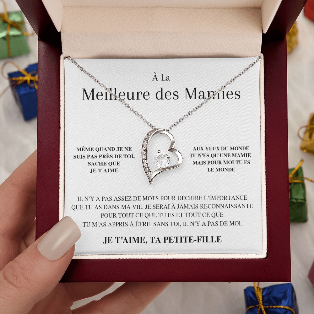 Collier Amour Éternel - À la meilleure des Mamies - Je t'aime, ta petite-fille - Cadeau pour Grand-mère