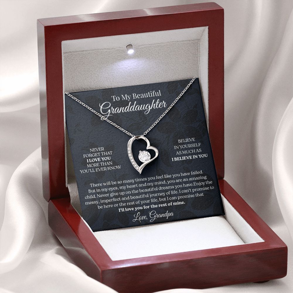 To My Granddaughter - Never Give Up, Forever Love Necklace