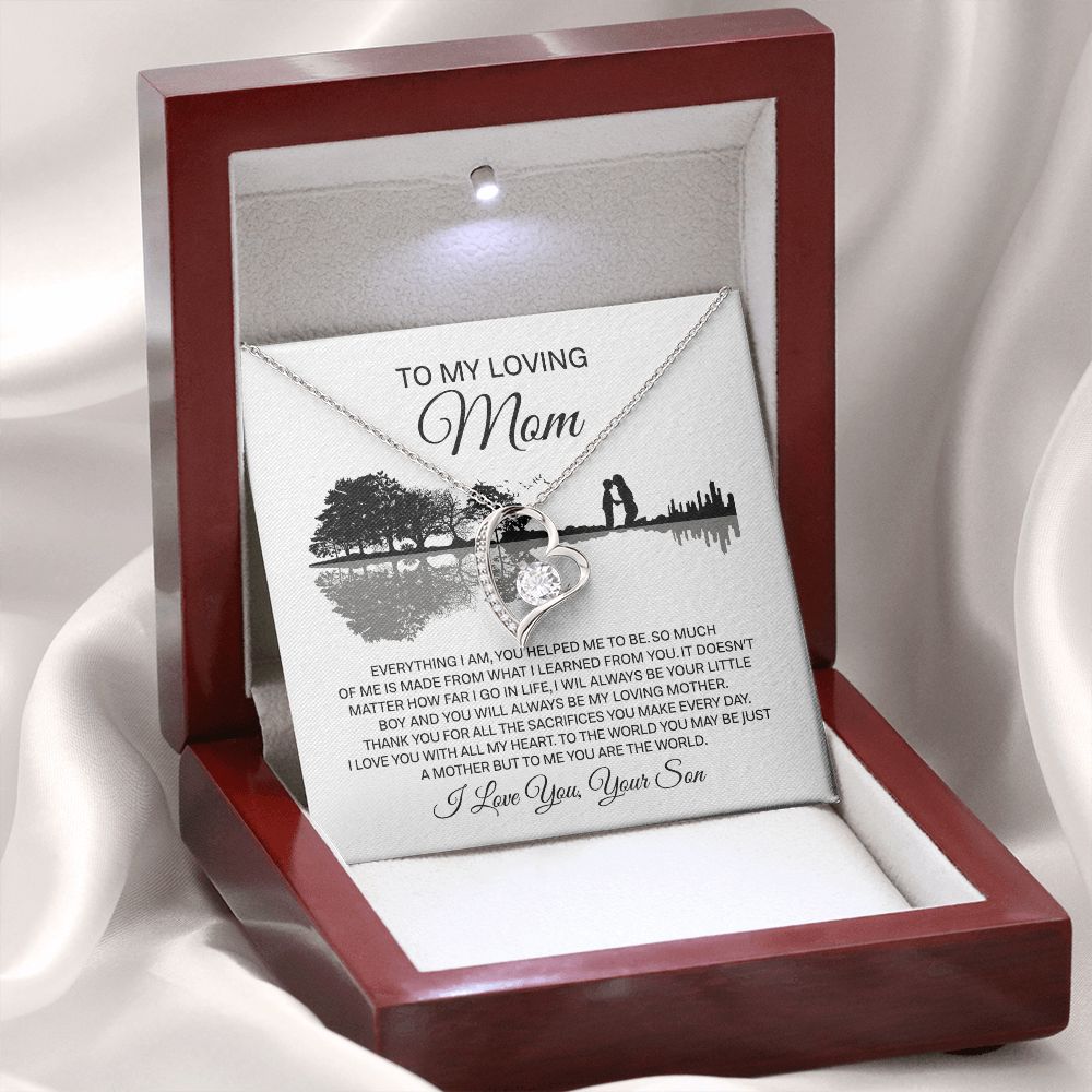 Loving Mom You Are The World, Forever Love Necklace, Mother's Day Gift Idea, Necklace For Mom from Son
