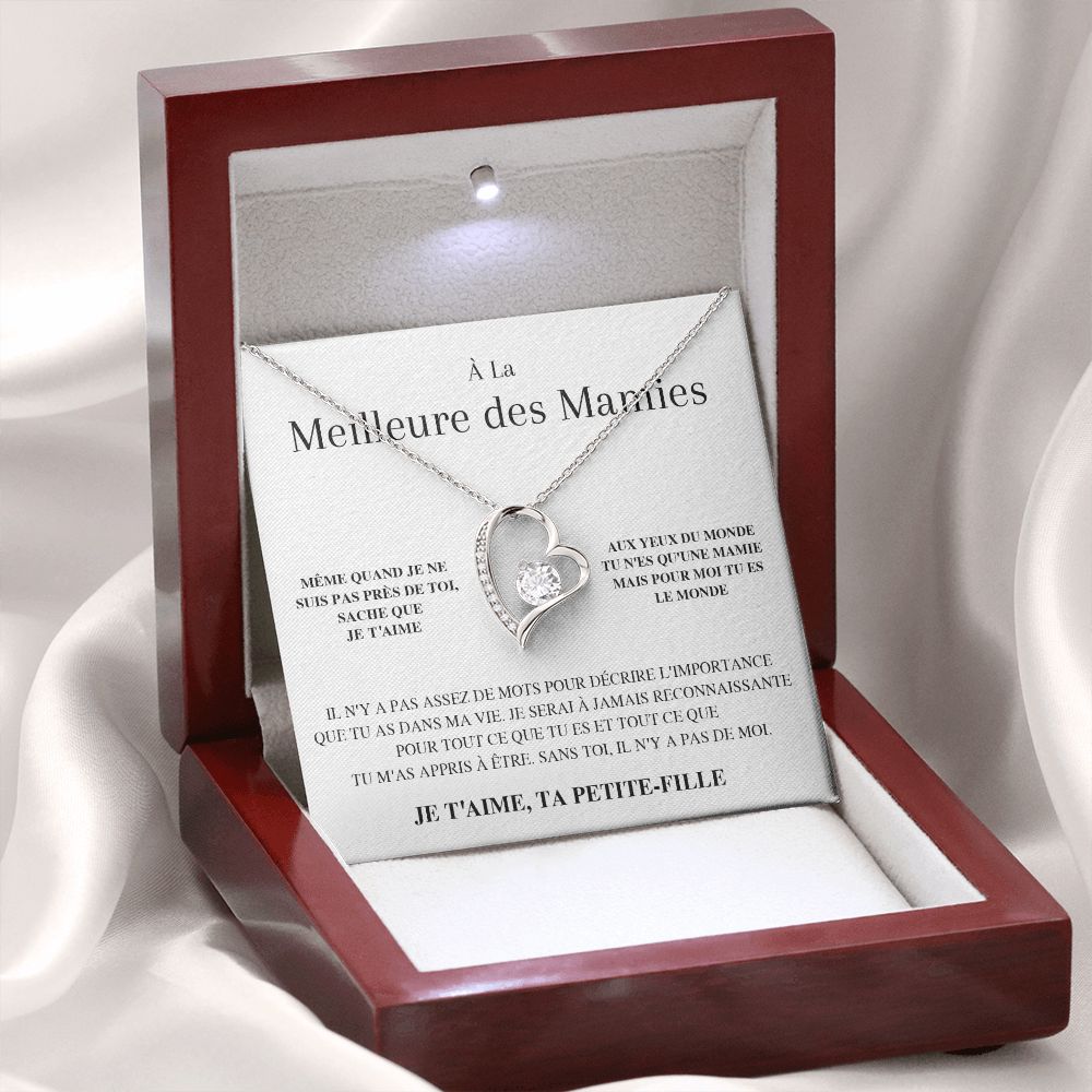Collier Amour Éternel - À la meilleure des Mamies - Je t'aime, ta petite-fille - Cadeau pour Grand-mère