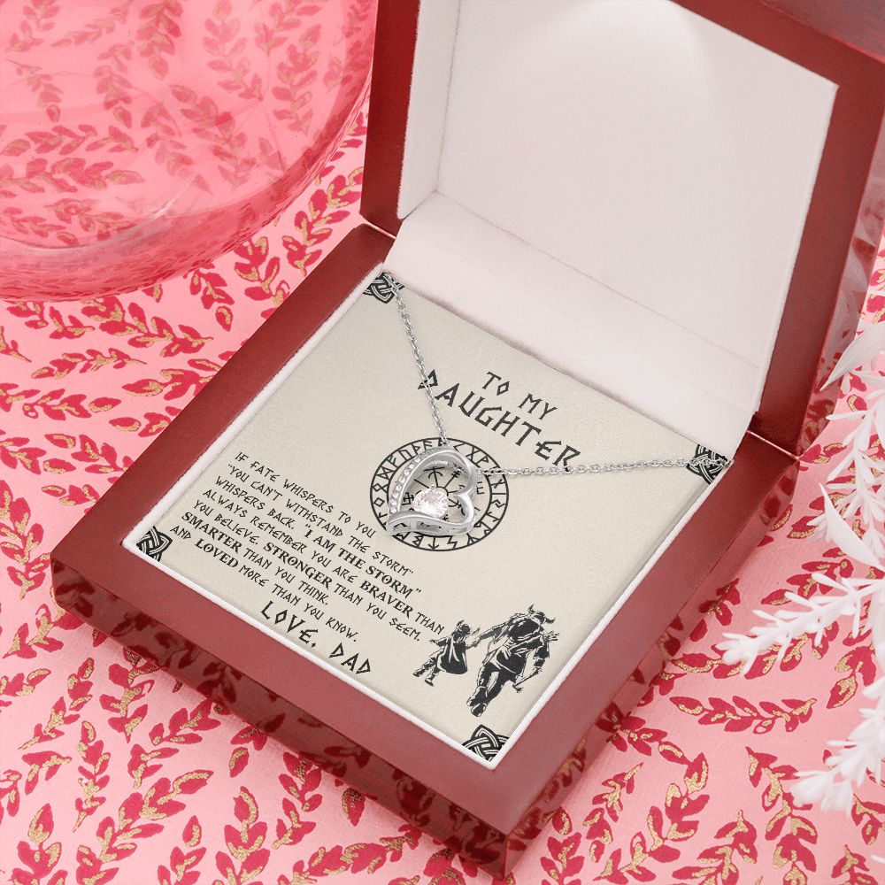 To My Daughter | The Storm | Viking Dad To Daughter Gift | Forever Love Necklace