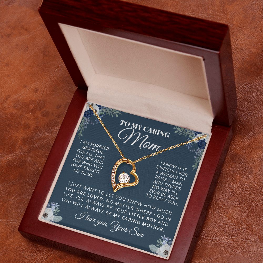 Mom My Caring Mother, Forever Love Necklace, Gift For Mom From Son, Mother's Day Gift Idea