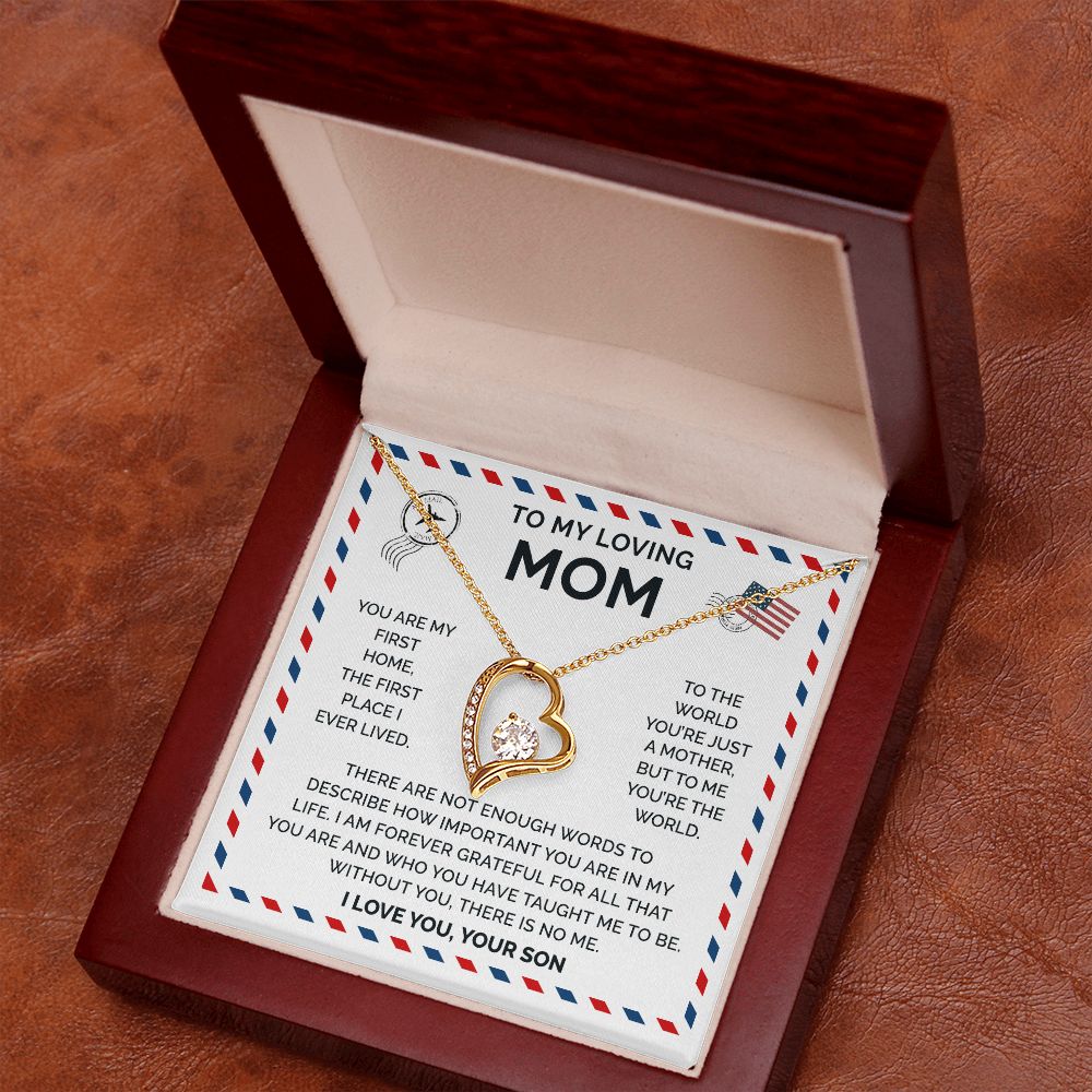 Mom You Are The World, Forever Love Necklace, Perfect Gift For Mother From Son