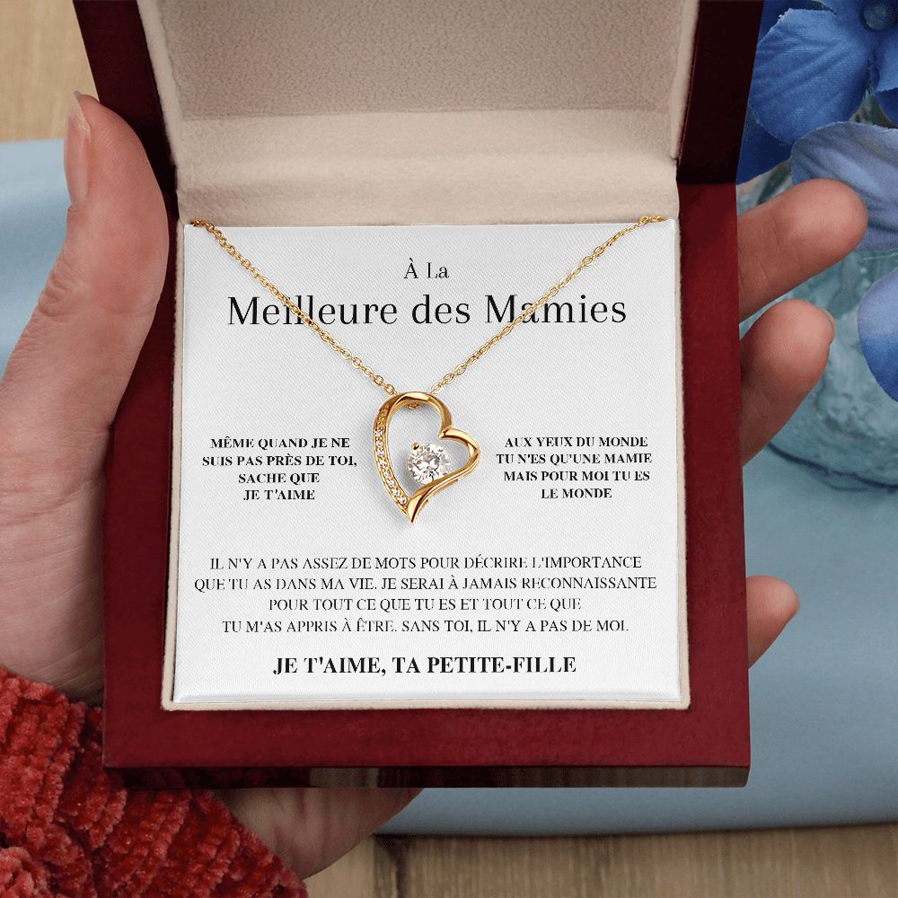 Collier Amour Éternel - À la meilleure des Mamies - Je t'aime, ta petite-fille - Cadeau pour Grand-mère