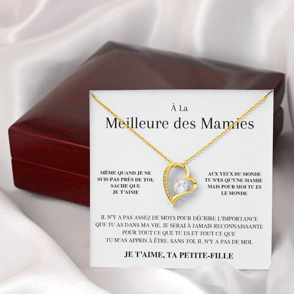 Collier Amour Éternel - À la meilleure des Mamies - Je t'aime, ta petite-fille - Cadeau pour Grand-mère