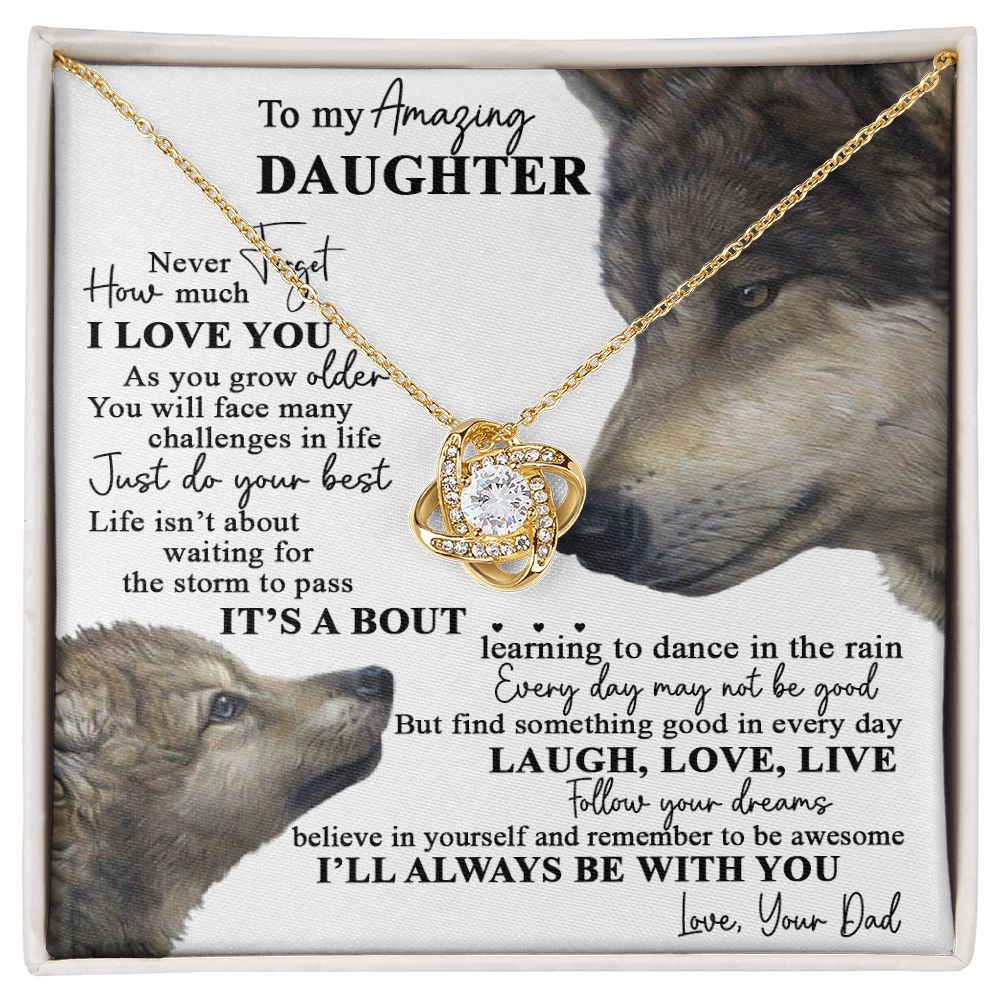 To My Amazing Daughter | Laugh Love Live | Love Knot Necklace Gift From Dad