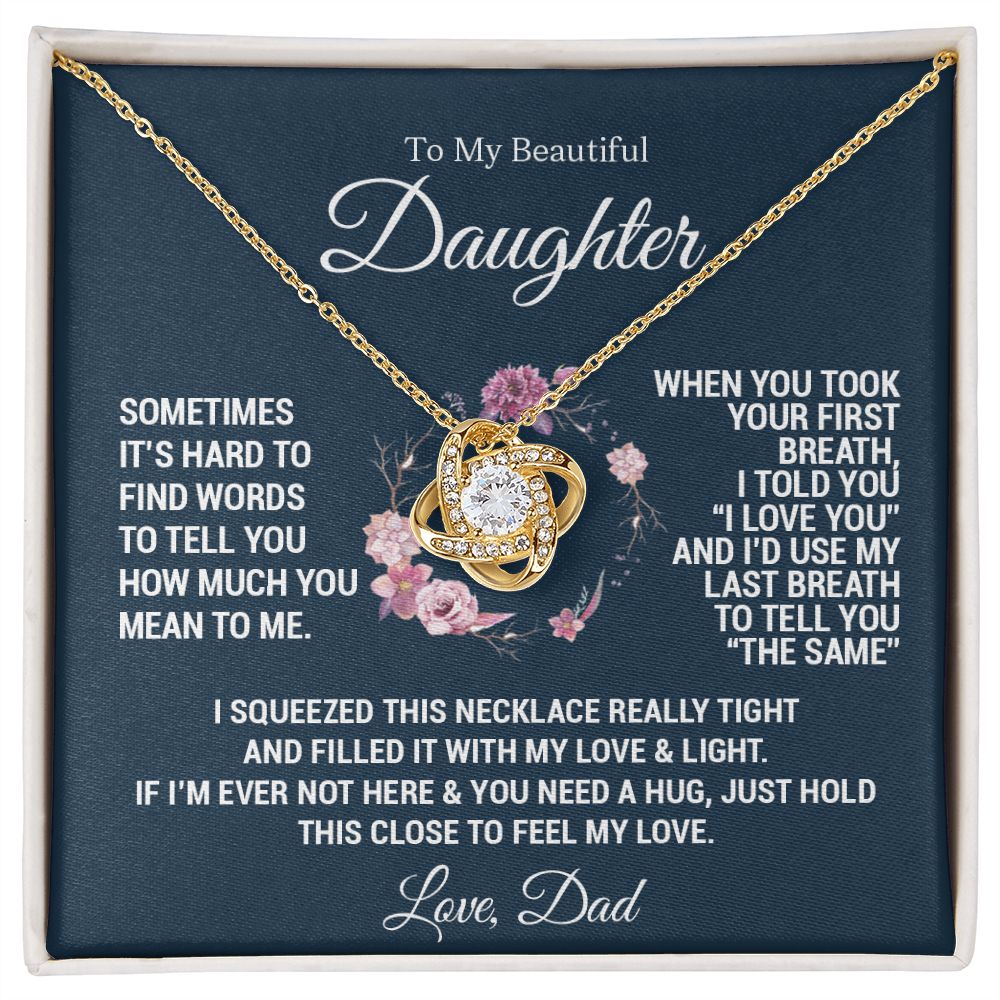 To My Daughter | When you took your first breath | Version Blue | Love Knot Necklace