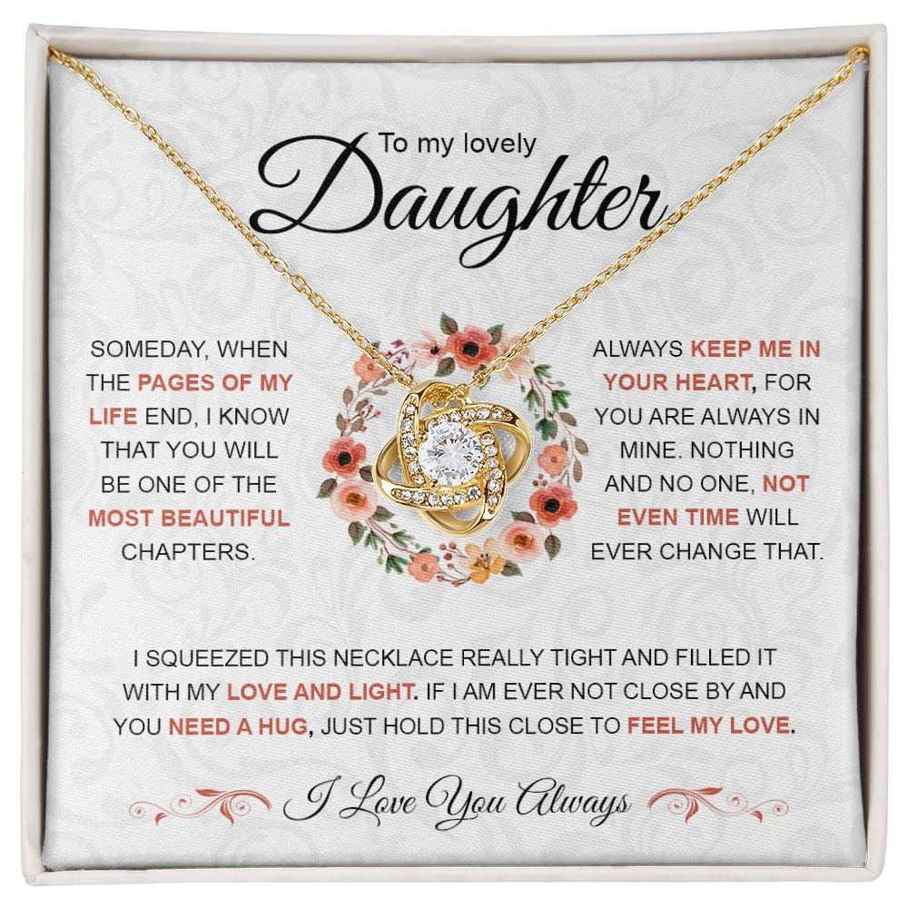 Daughter The Pages Of My Life | Best Gift For Your Daughter | Love Knot Necklace