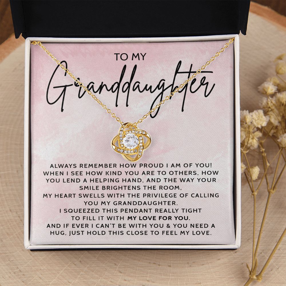 To My Granddaughter, Always Remember, Gift For Granddaughter, Love Knot Necklace