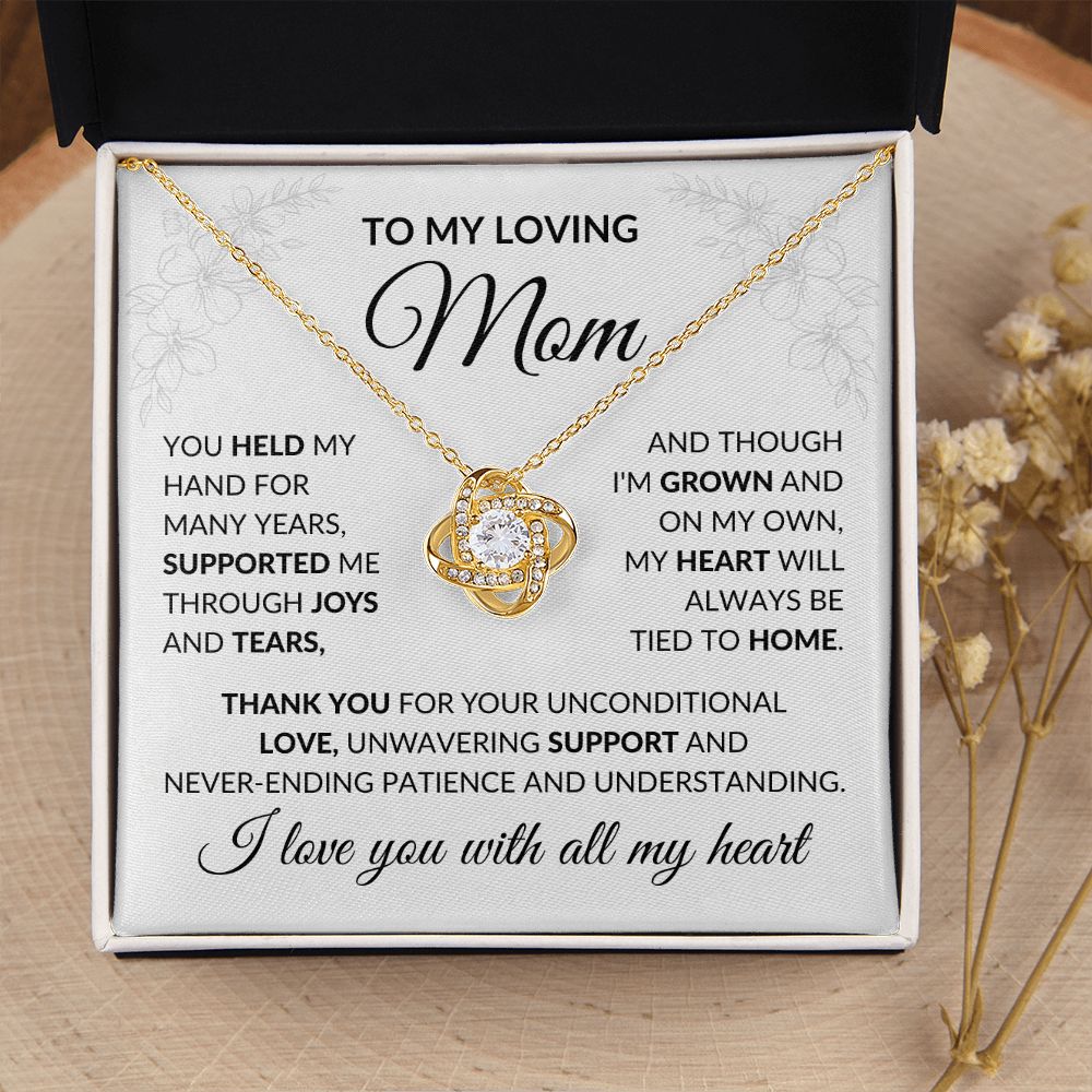 To My Mom - You Held My Hand, Love Knot Necklace