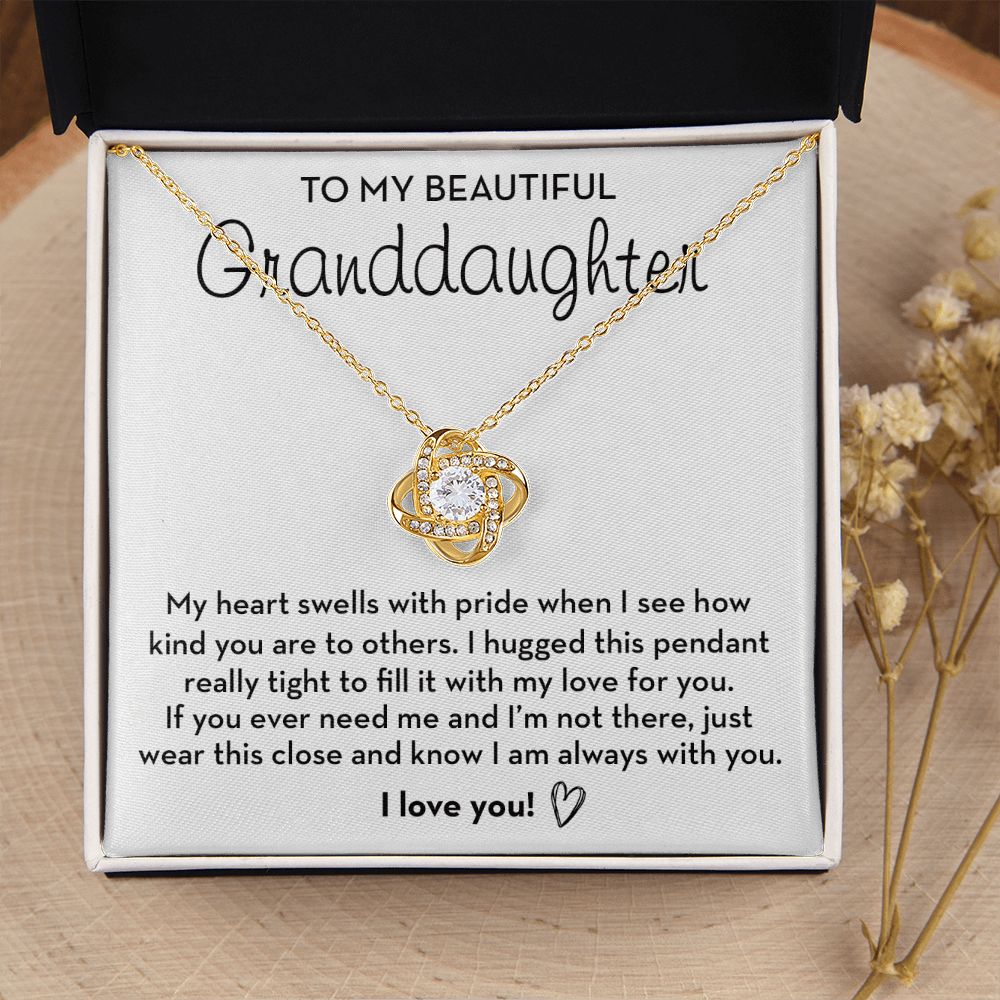 To My Beautiful Granddaughter - I Am Always With You, Love Knot Necklace