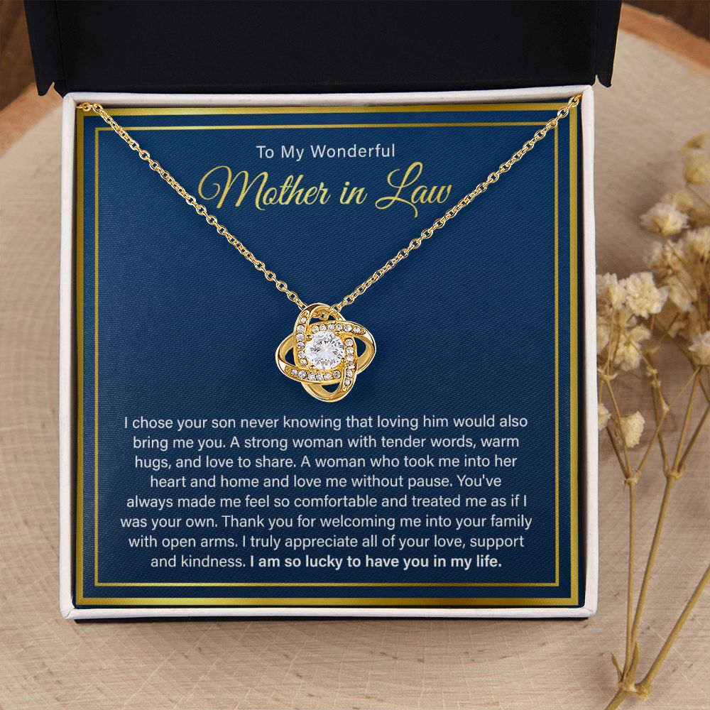 To My Wonderful Mother in Law - So Lucky To Have You In My Life, Love Knot Necklace