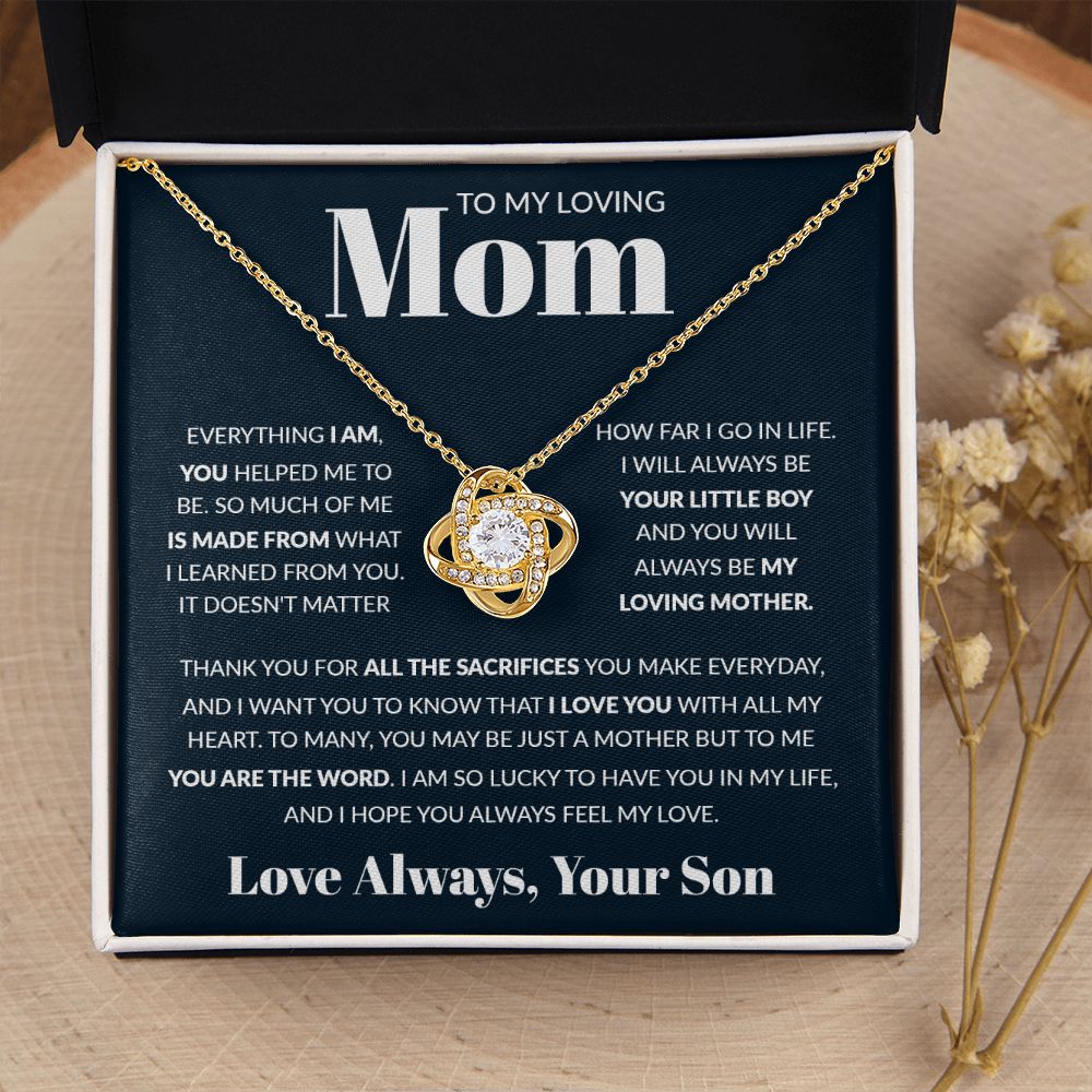 To My Loving Mom - You Are The World, Love Knot Necklace
