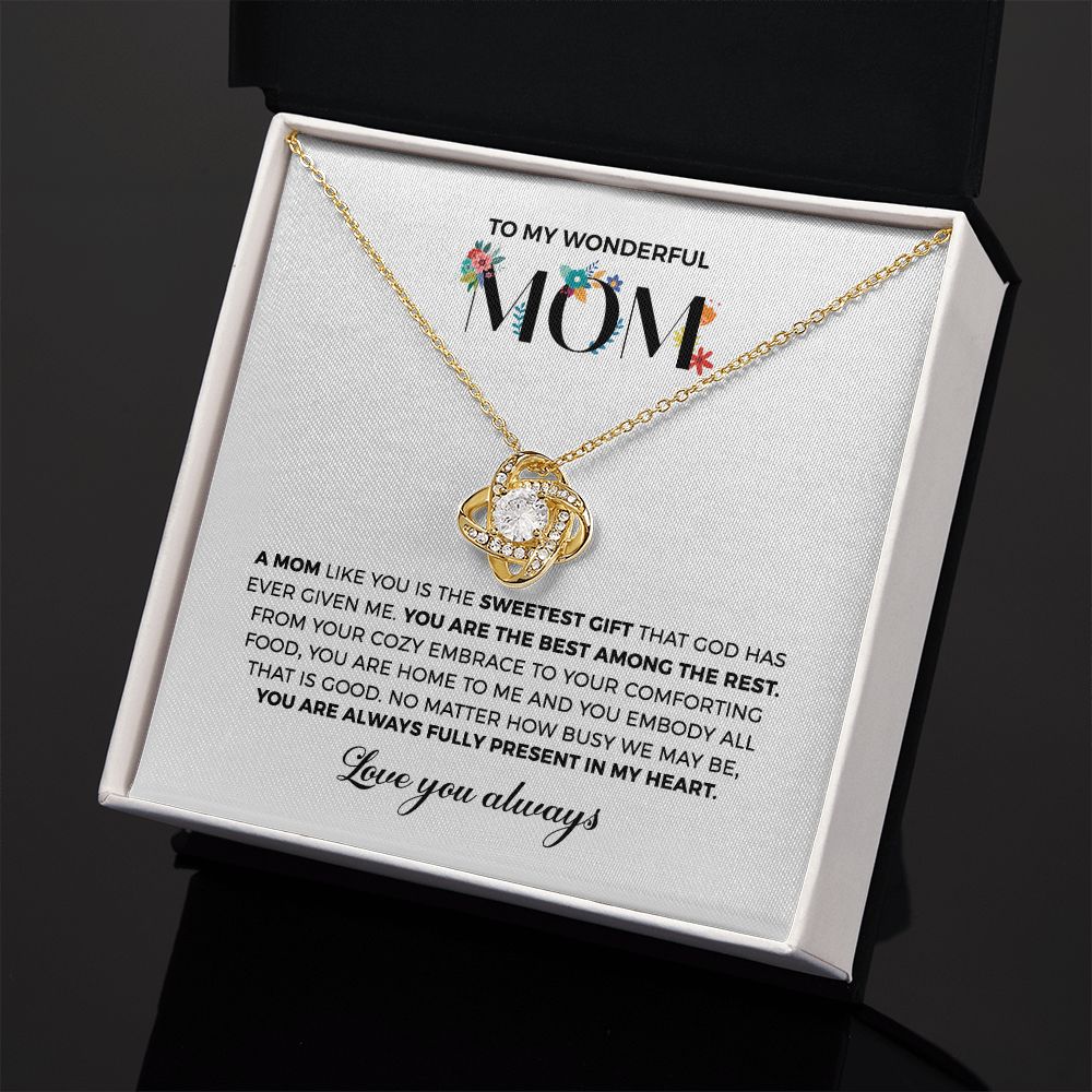 Mom Sweetest Gift, Love Knot Necklace, Anniversary Gift Idea For Mom