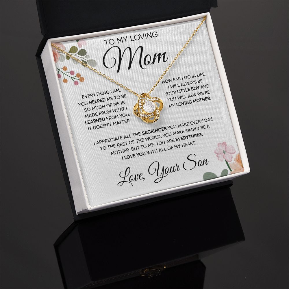 To My Loving Mom - Love You With All My Heart, Love Knot Necklace