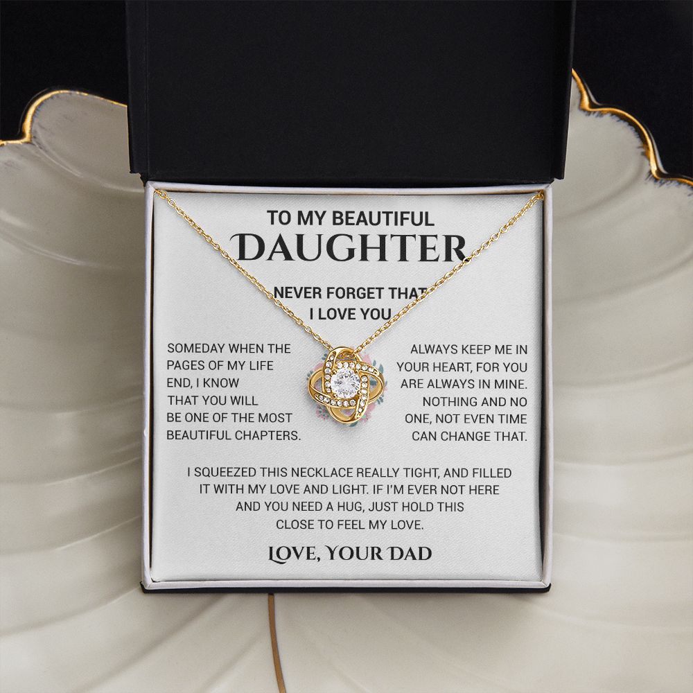 Daughter Feel My Love, Love Knot Necklace, Gift For Daughter From Dad, Christmas Gift Idea