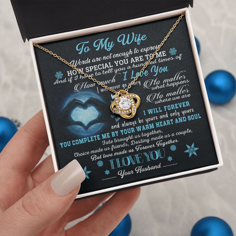 Wife Warm Heart And Soul, Love Knot Necklace, Romantic Gift For Wife