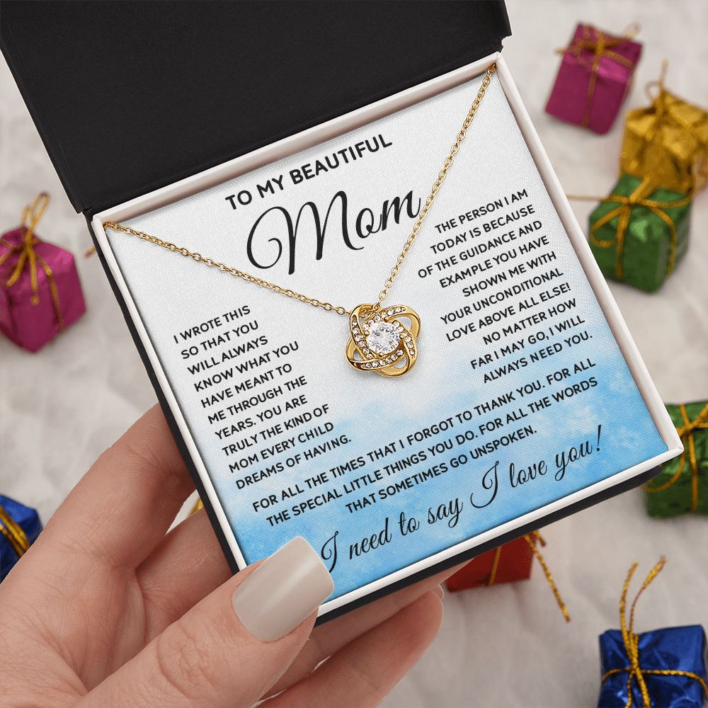 Mom I Wrote This, Love Knot Necklace, Mother's Day Gift For Mom