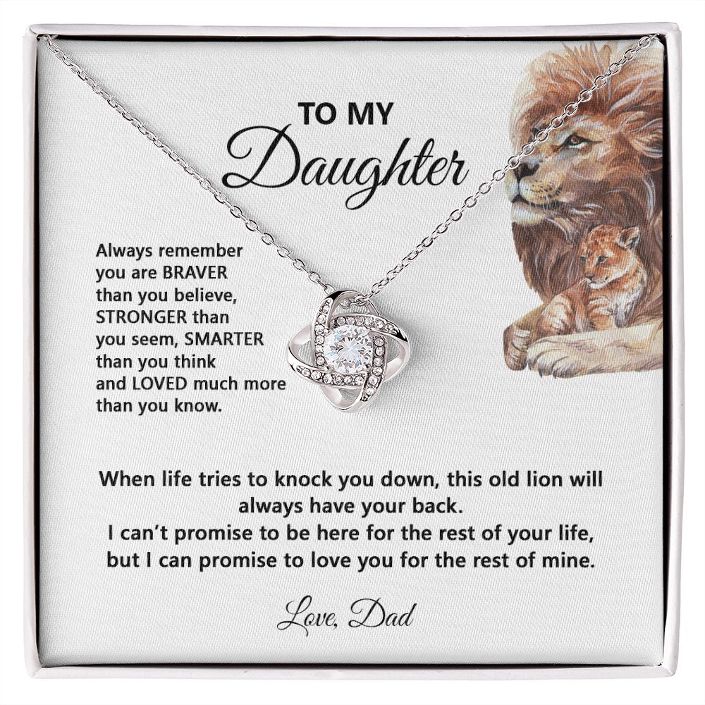Daughter When Life Tries To Knock You Down | Gift For Daughter From Dad | Love Knot Necklace