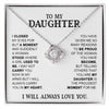 To My Daughter | I Closed My Eyes | Gift Idea For Daughter Love Knot Necklace
