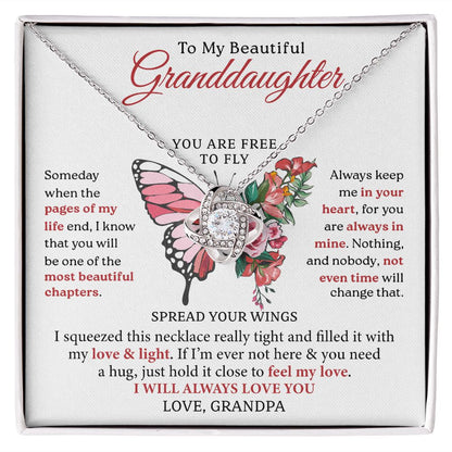 To My Granddaughter, Most Beautiful Chapter, Love Knot Necklace Gift