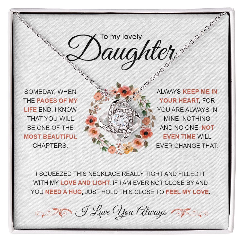Daughter The Pages Of My Life | Best Gift For Your Daughter | Love Knot Necklace
