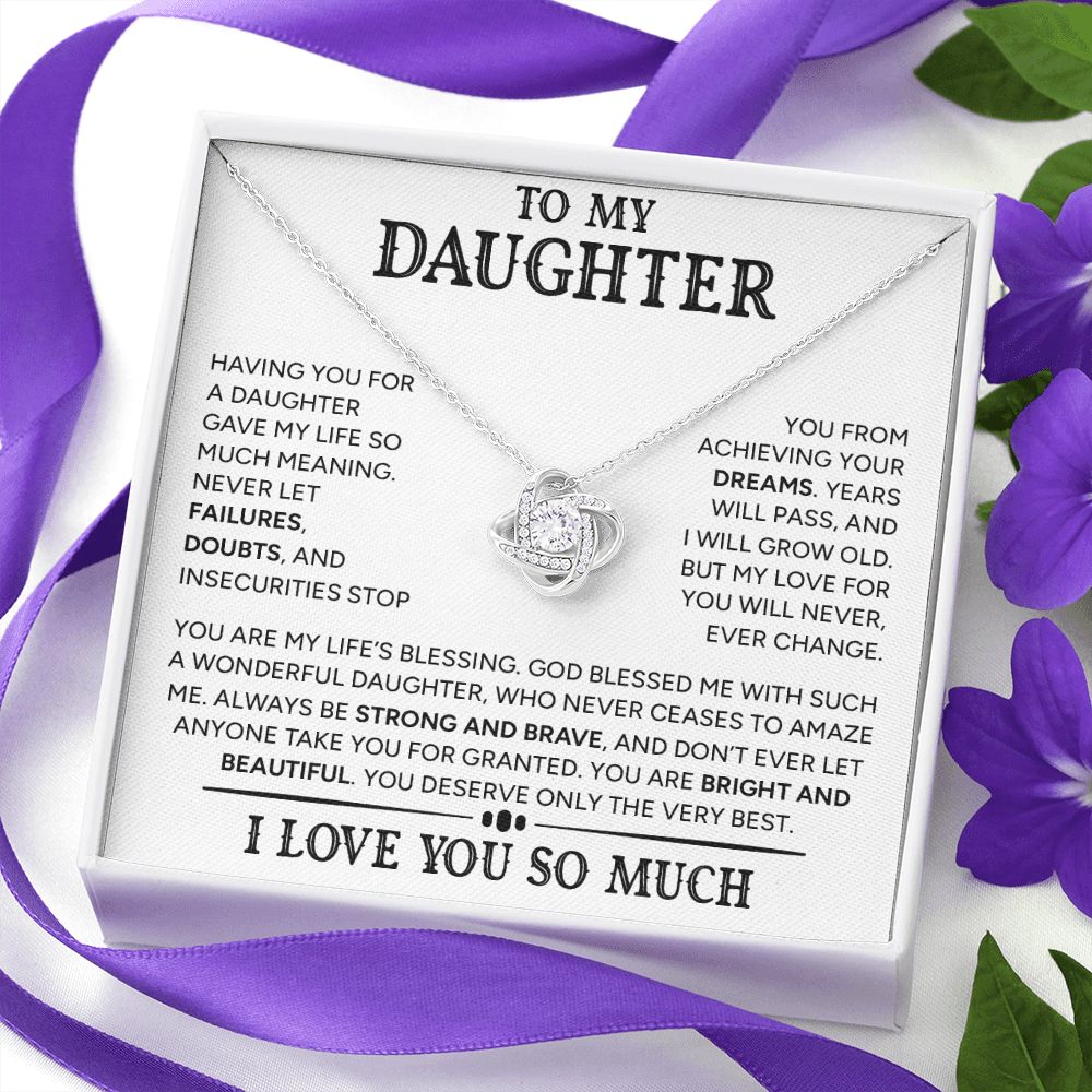 To My Daughter - Bright And Beautiful, Love Knot Necklace