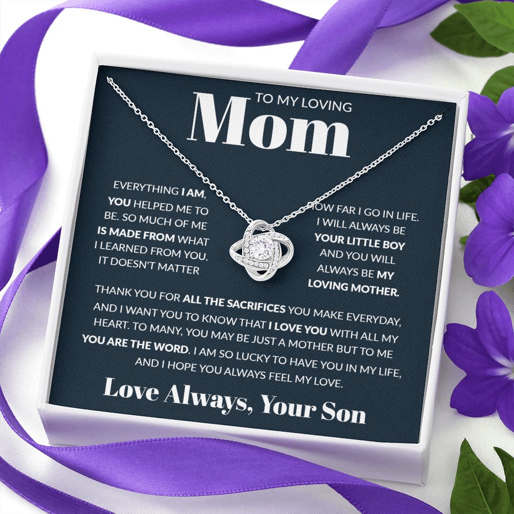 To My Loving Mom - You Are The World, Love Knot Necklace