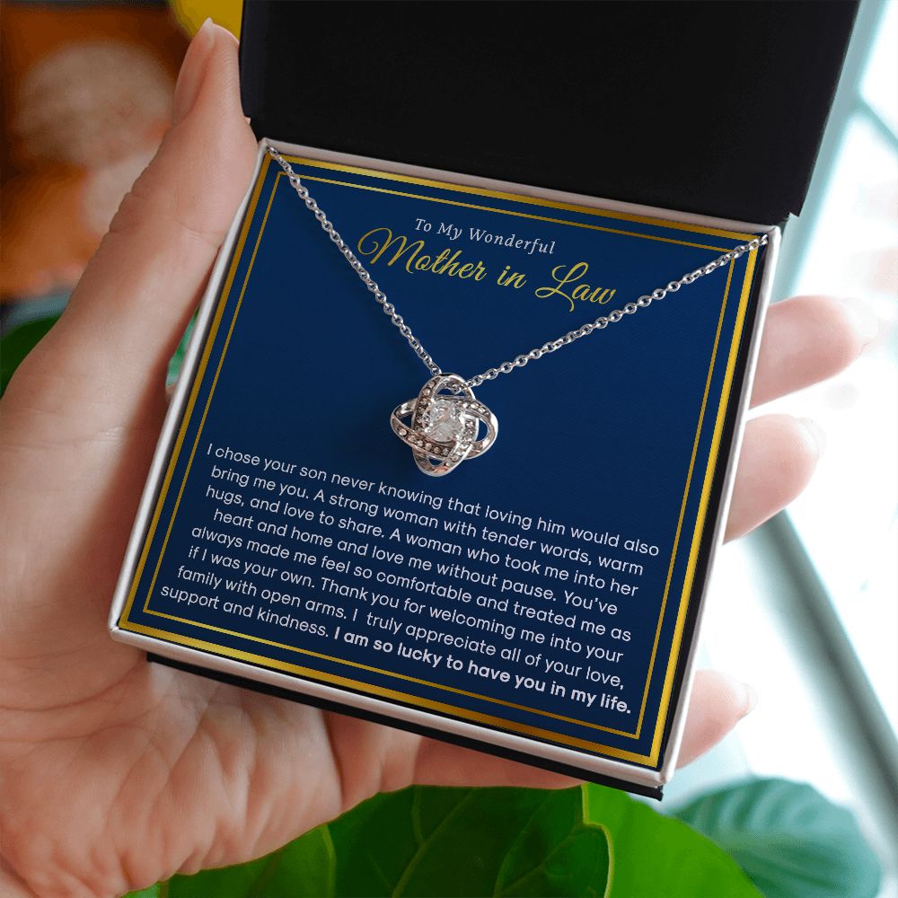 To My Mother In Law - I Am So Lucky To Have You In My Life, Love Knot Necklace Gift for Mom