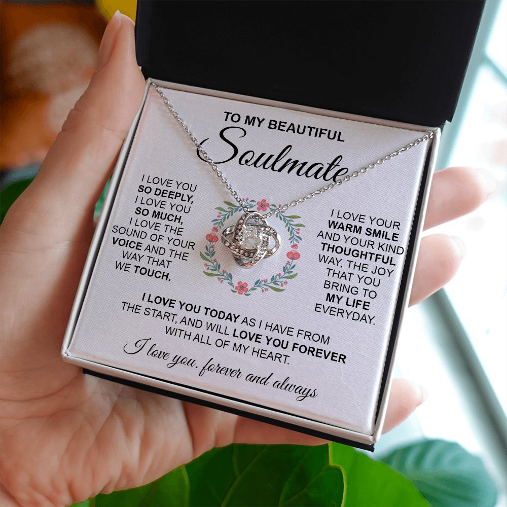 To My Beautiful Soulmate | I Love You So Deeply | Love Knot Necklace