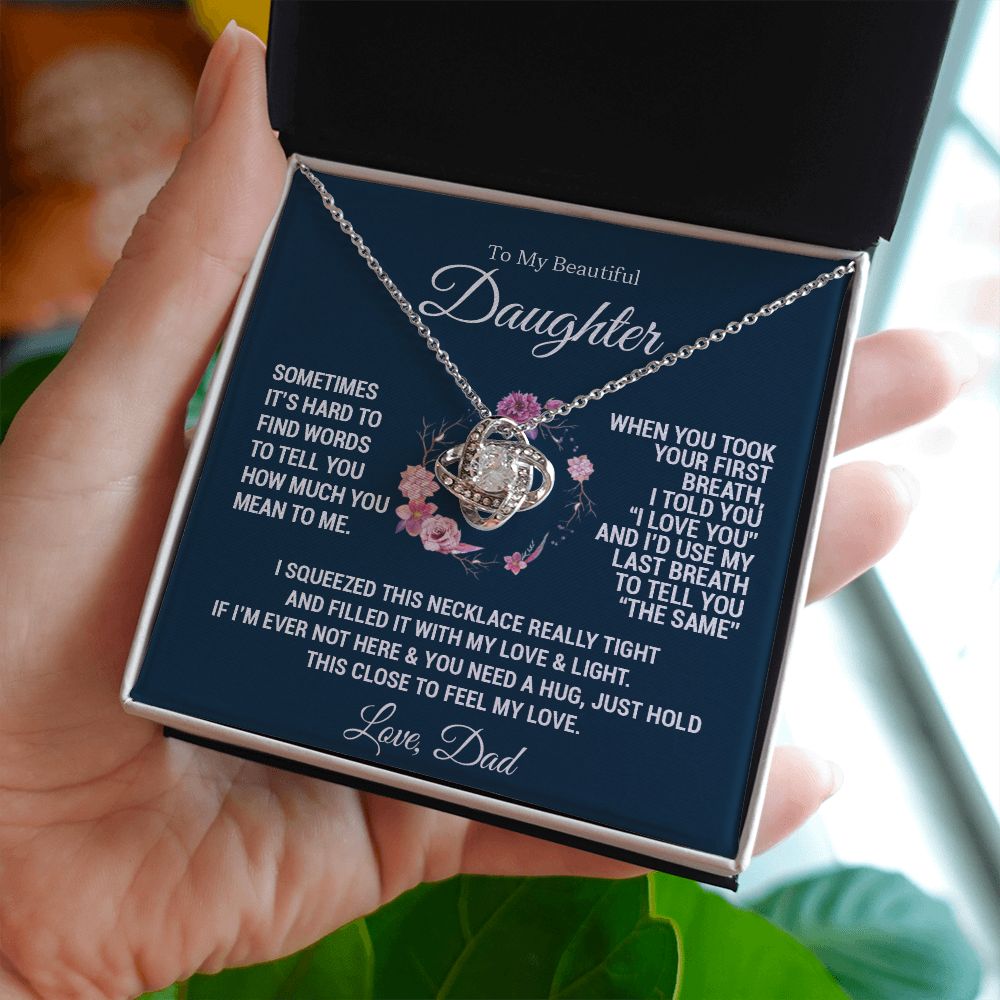 To My Daughter | When you took your first breath | Version Blue | Love Knot Necklace