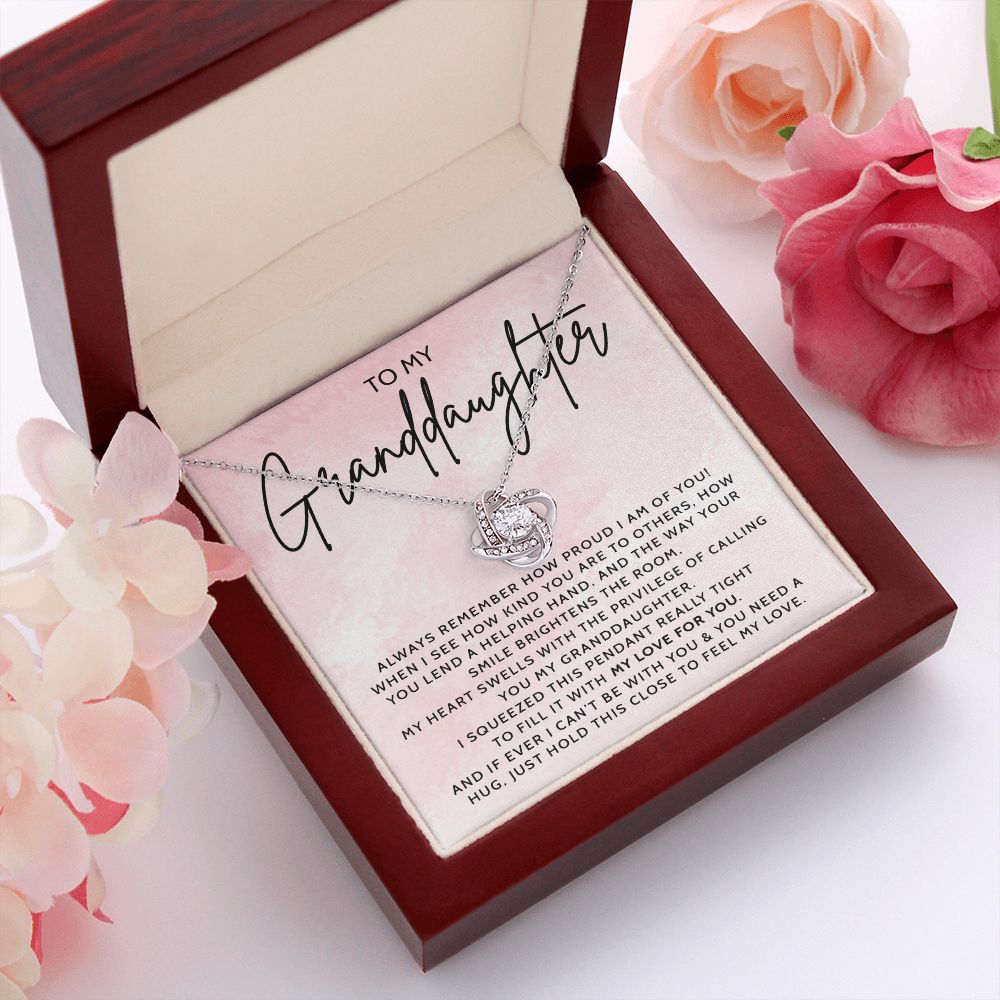 To My Granddaughter, Always Remember, Gift For Granddaughter, Love Knot Necklace