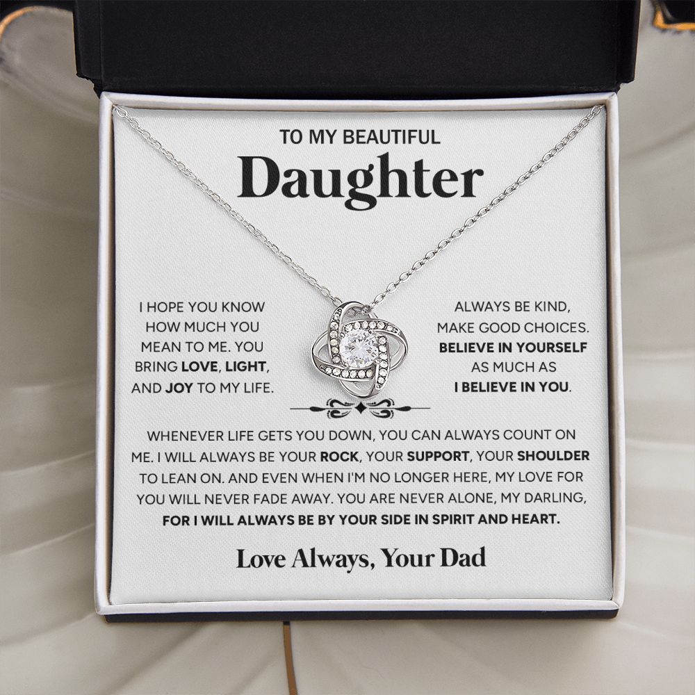 To My Beautiful Daughter - I Will Always Be By Your Side, Love Knot Necklace