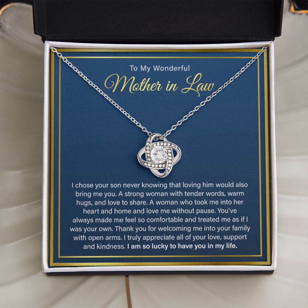 To My Wonderful Mother in Law - So Lucky To Have You In My Life, Love Knot Necklace