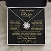 To My Beautiful Wife | I Can't Live Without You | Love Knot Necklace