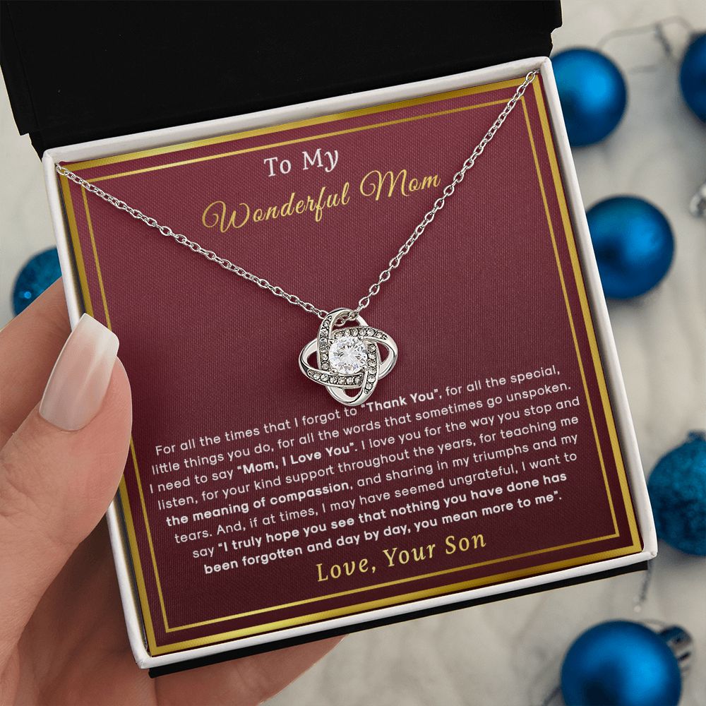 To My Mom - Thank You For The Special Things You Do, Love Knot Necklace Gift To Mom