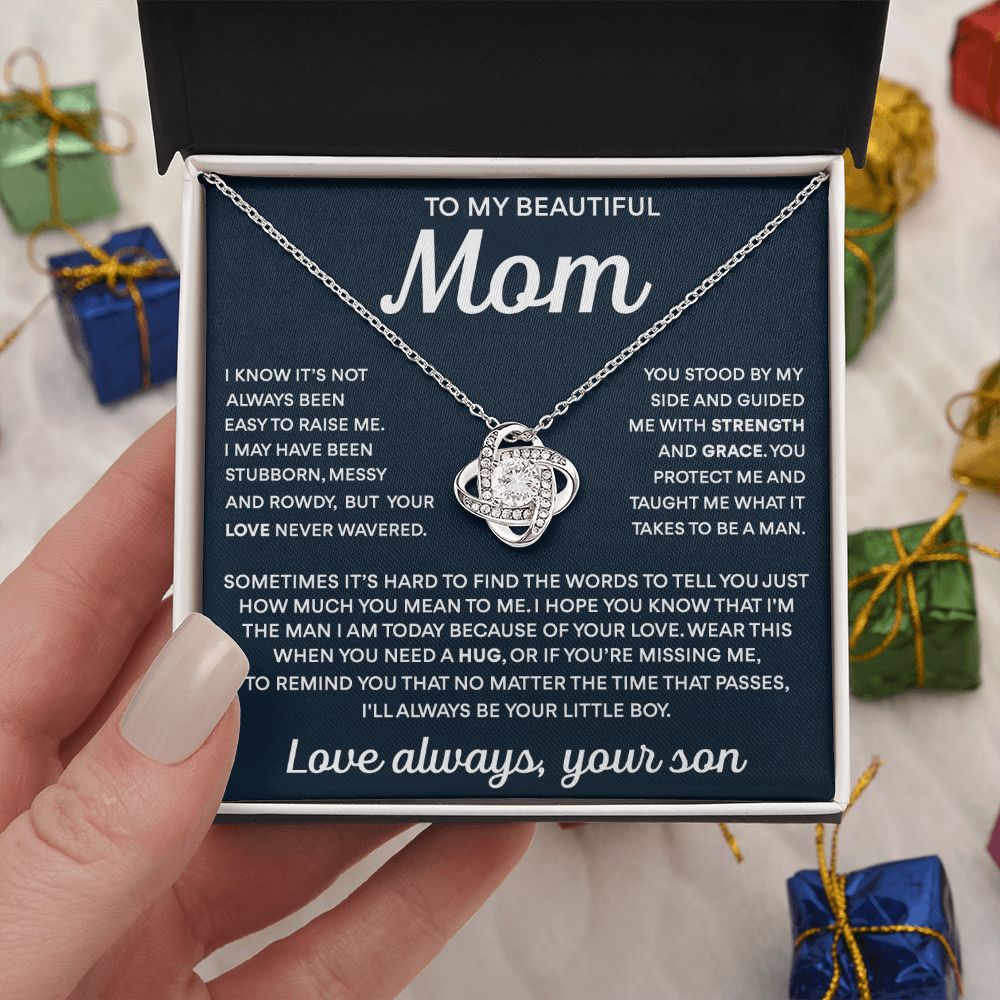 To My Mom - Taught Me What It Takes To Be A Man, Love Knot Necklace